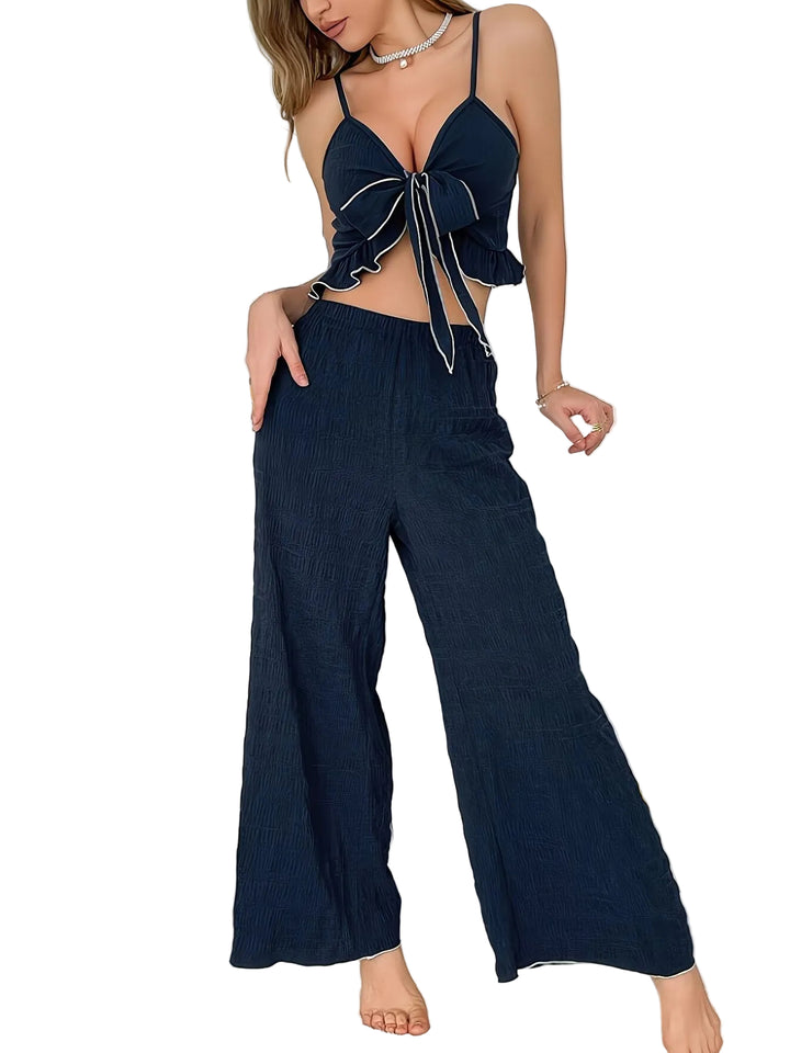 Women's Two-Piece Set with Contrast Piping